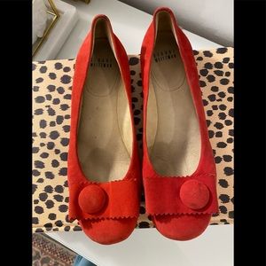 Stuart Weitzman Red Suede Flats